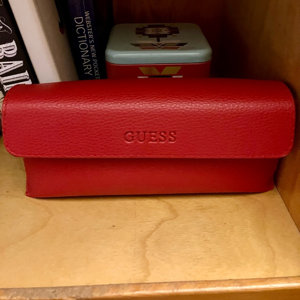 GUESS Red Leather Glasses Case